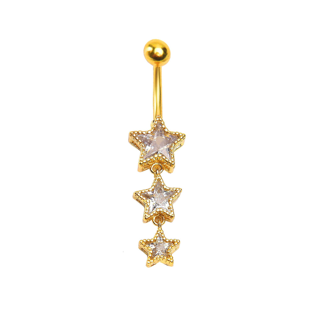 Gold demon wings belly button ring featuring crystal-studded gothic wings and a shimmering teardrop gem dangle