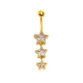 Gold demon wings belly button ring featuring crystal-studded gothic wings and a shimmering teardrop gem dangle