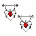 Detailed measurement guide for the spider nipple ring showing 14G thickness and 14mm bar length.